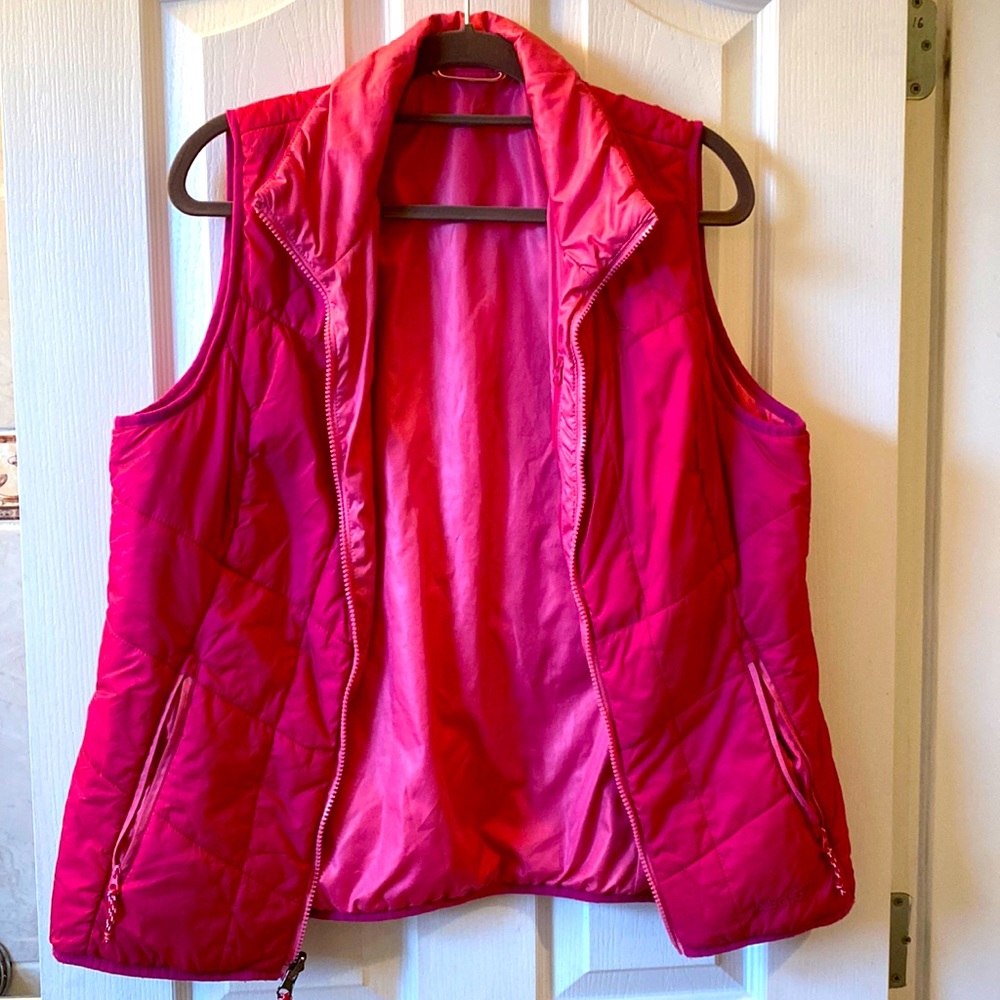 Pink puffy vest